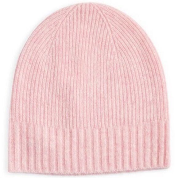 NORDSTROM 100% Cashmere NEW light Pink Knit Beanie Hat - Picture 3 of 4